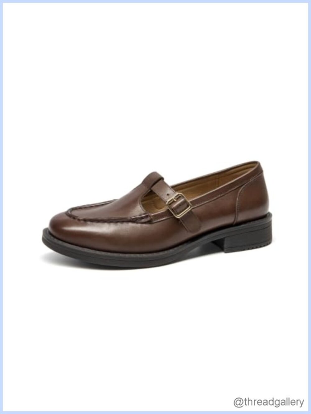 T-Strap Loafers with Calfskin Upper & Rubber Sole